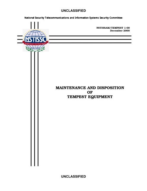 maintenance and disposition of tempest equipment - CNSS - The ...