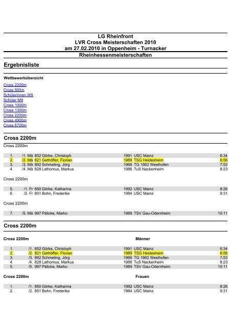 27.02.2010 LVR-Crosslaufwertung in Oppenheim - Tsg-leichtathletik ...