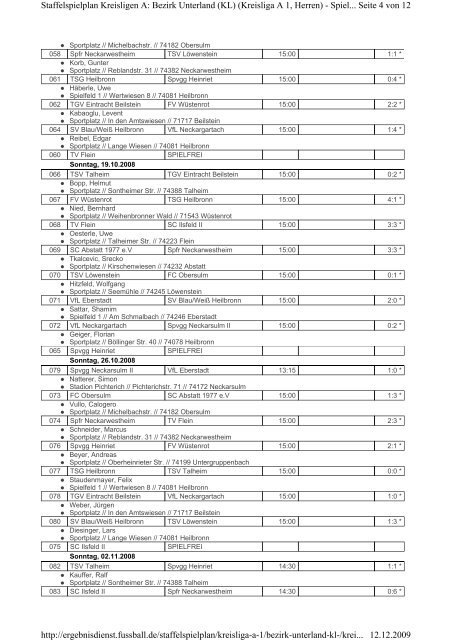 Seite 1 von 12 Staffelspielplan Kreisligen A: Bezirk Unterland (KL ...
