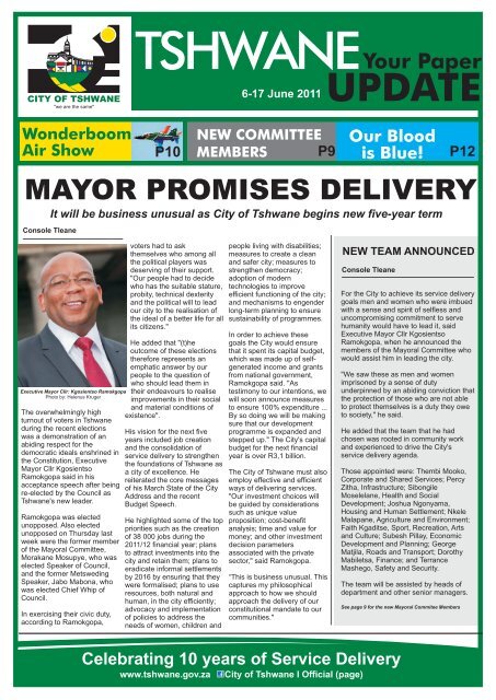 Tshwane Update edition 1 City of Tshwane Metropolitan Municipality