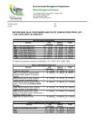 Waste Removal Tariffs - City of Tshwane Metropolitan Municipality