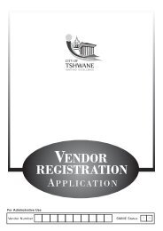 Vendor Forms Application - City of Tshwane Metropolitan Municipality