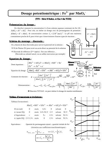 Dosage potentiomÃ©trique : Fe par MnO4