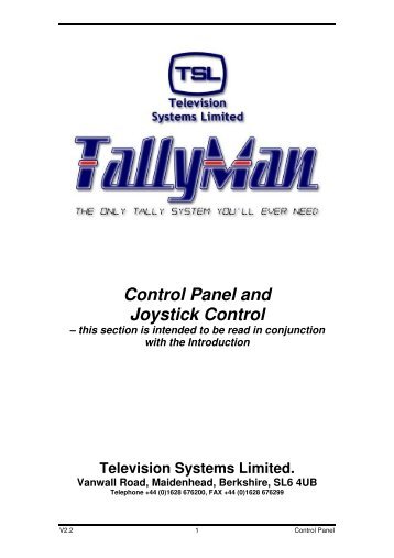 Control Panel and Joystick Control - TSL