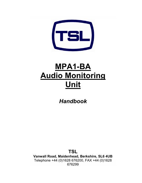 MPA1-BA Audio Monitoring Unit - TSL