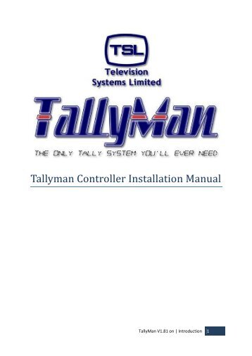 00 TallyMan Controller Installation Manual.pdf - TSL