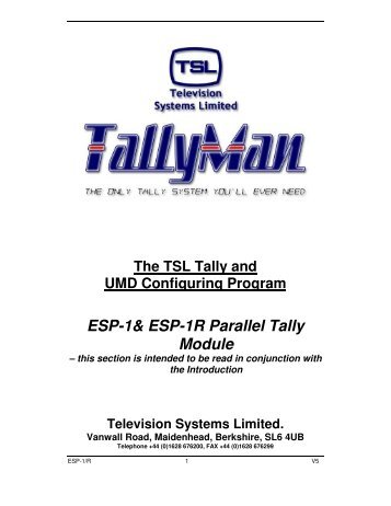 ESP-1& ESP-1R Parallel Tally Module - TSL