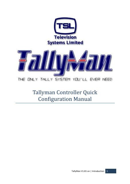 00 TallyMan Controller Quick Configuration Manual.pdf - TSL