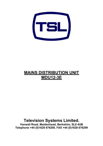 MAINS DISTRIBUTION UNIT MDU12-3E Television Systems ... - TSL