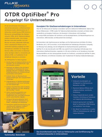 Datenblatt Fluke Optifiber Pro in Deutsch Downloaden