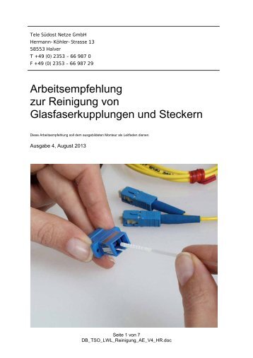 Arbeitsanweisung zur Reinigung von LWL Steckern in Deutsch ...