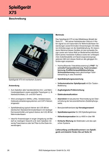 Datenblatt Siemens RXS SpleiÃgerÃ¤t X75 in Deutsch downloaden