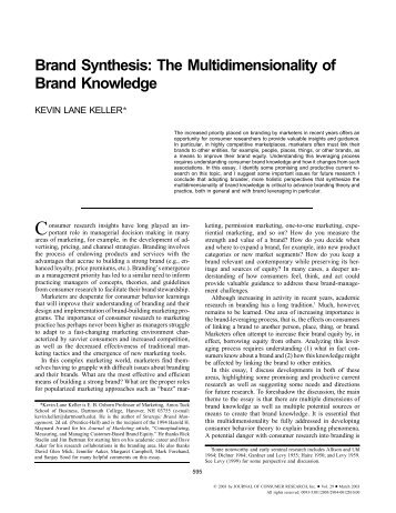 Brand Synthesis: The Multidimensionality of Brand Knowledge