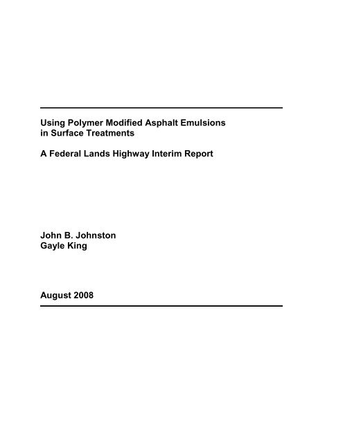 Using Polymer Modified Asphalt Emulsions in Surface Treatments A ...