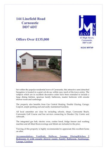 144 Linefield Road Carnoustie DD7 6DT Offers Over Â£135,000 - TSPC