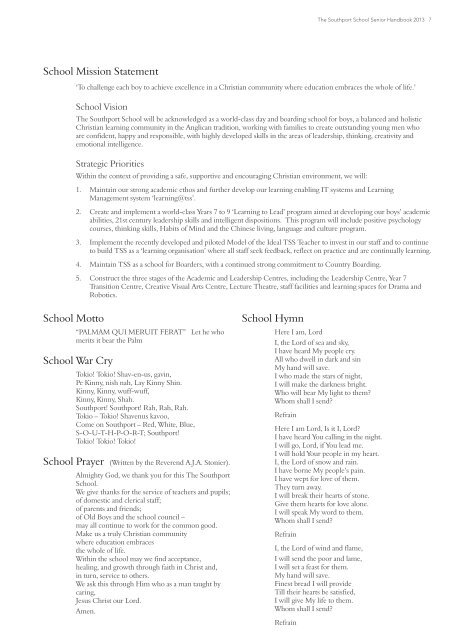 2013 Senior Admissions Handbook - The Southport School