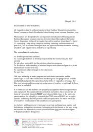 Year 8 Camp Letter - The Southport School