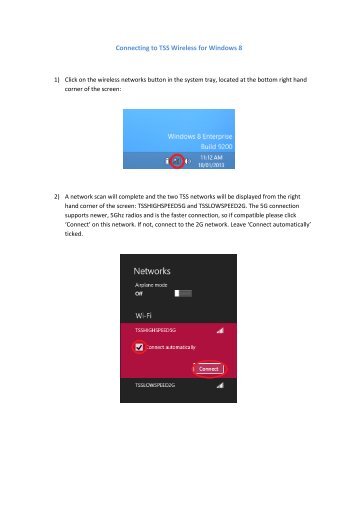 Connecting to TSS Wireless for Windows 8