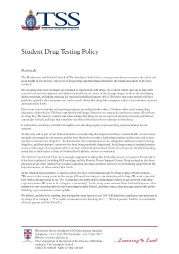 Student Drug Testing Policy - The Southport School