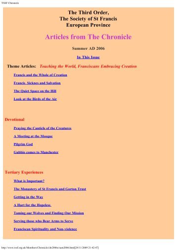 Chronicle Summer 2006 - the TSSF European Province Website