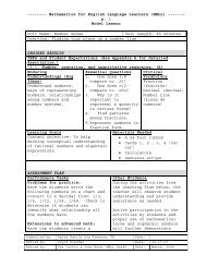 Number Sense - Mathematics for English Language Learners Project