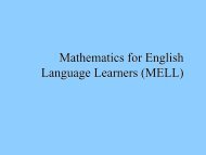 Title Slide - Mathematics for English Language Learners Project