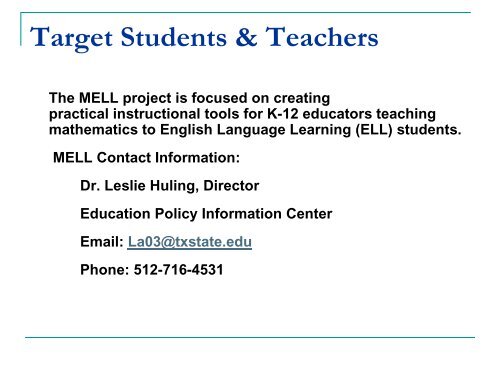 (LEP) Student Success Initiative - Mathematics for English ...