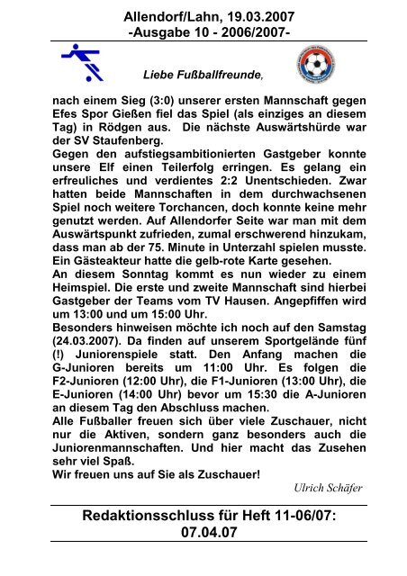 Heft 10 - TSV 05 Allendorf-Lahn eV