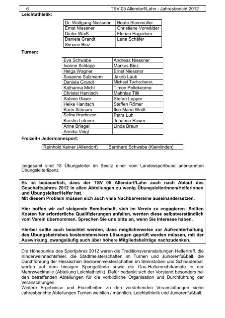 Jahresbericht 2012 - TSV 05 Allendorf-Lahn eV
