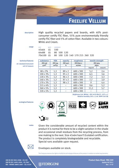 Freelife Vellum Fedrigoni Freelife Vellum Fedrigoni