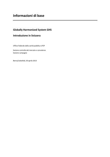 Informazioni di base Globally Harmonized System GHS ... - Cheminfo