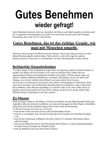 Gutes Benehmen wieder gefragt - HS-Langschlag