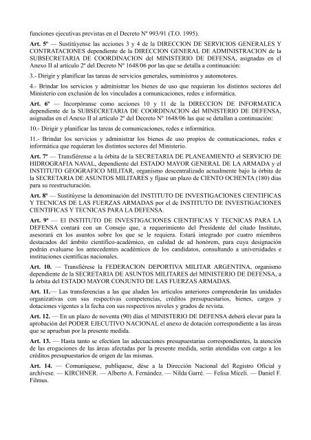 Decreto Nº 788/07 - Ministerio de Defensa