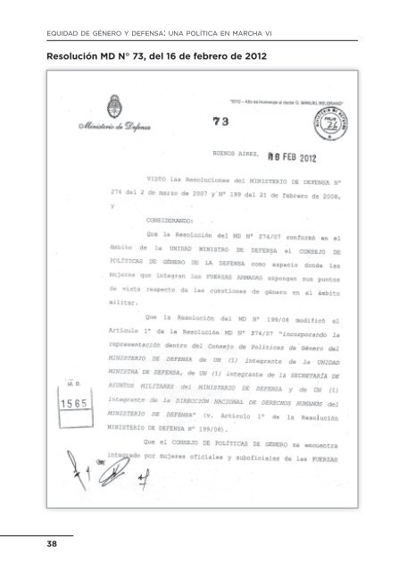 EQUIDAD DE GÉNERO Y DEFENSA: Una política en marcha VI ...