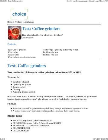 CHOICE - Test: Coffee grinders - CoffeeSnobs