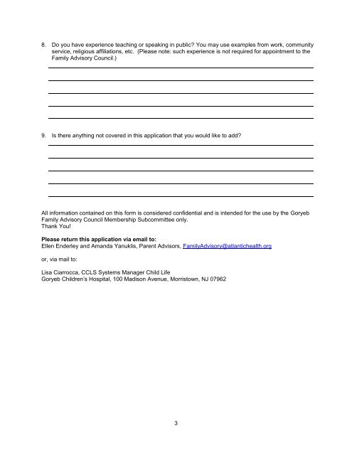 Print an application for family advisors - Atlantic Health System