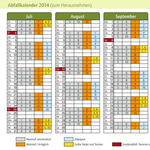 Abfallkalender 2014 - Kommunale Betriebe Langen