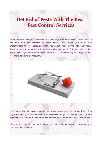 Get Rid of Pests With The Best Pest Control Services