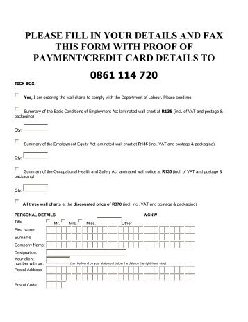 please fill in your details and fax this form with proof of payment ...