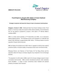 Food Empire to Acquire 40% Stake in Frozen Seafood ...