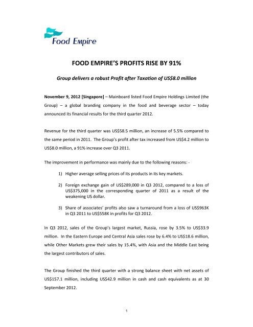 Attachment 1 - Food Empire Holdings Limited