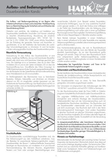 Dauerbrandofen Kando Aufbau- und Bedienungsanleitung - Hark