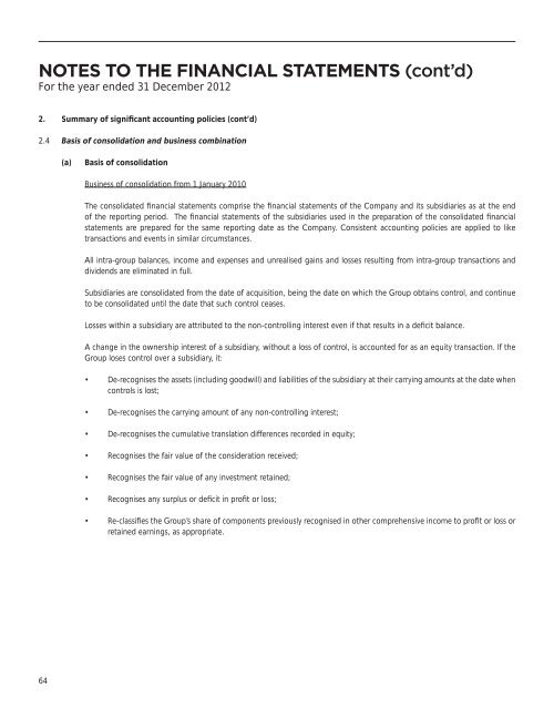 notes to the financial statements - Food Empire Holdings Limited