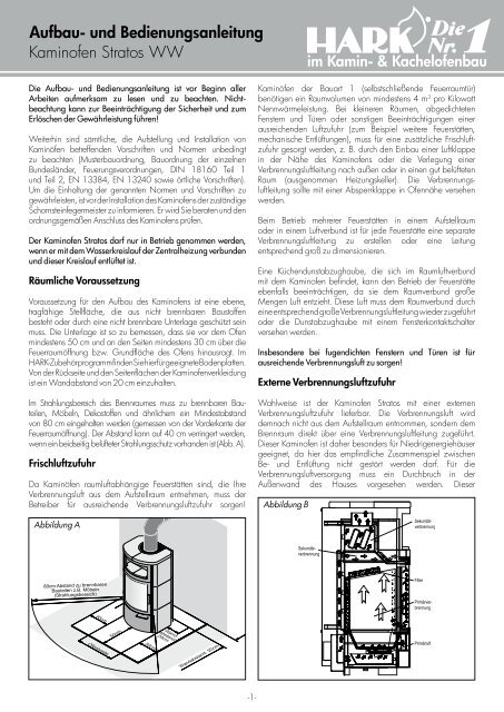 Kaminofen Stratos WW Aufbau- und Bedienungsanleitung - Hark