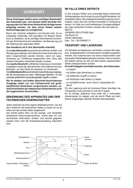 Zanussi Colibri - Brunnhofer Vending Systems