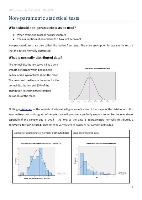 Non-parametric statistical tests - University of Sheffield