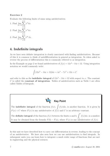 indefinite integration as the reverse of differentiation