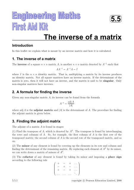 5.5 The inverse of a matrix