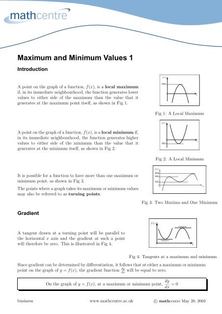 Maximum and Minimum Values 1