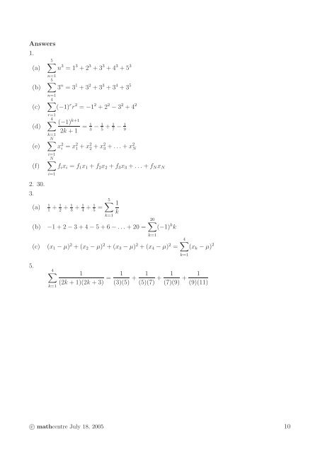 Sigma notation - Mathcentre